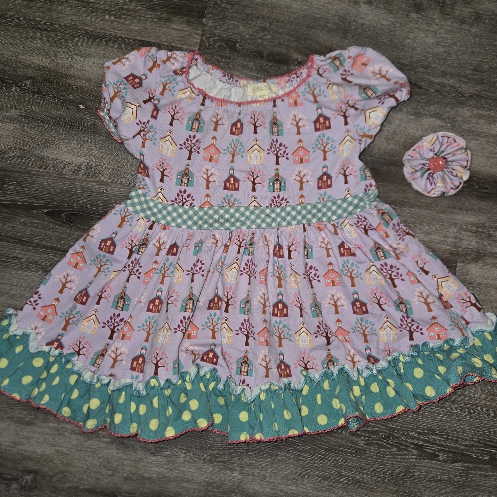 Matilda Jane Girls As You Wish Tunic Top Blouse Shirt 6, With Matching Hair Clip
